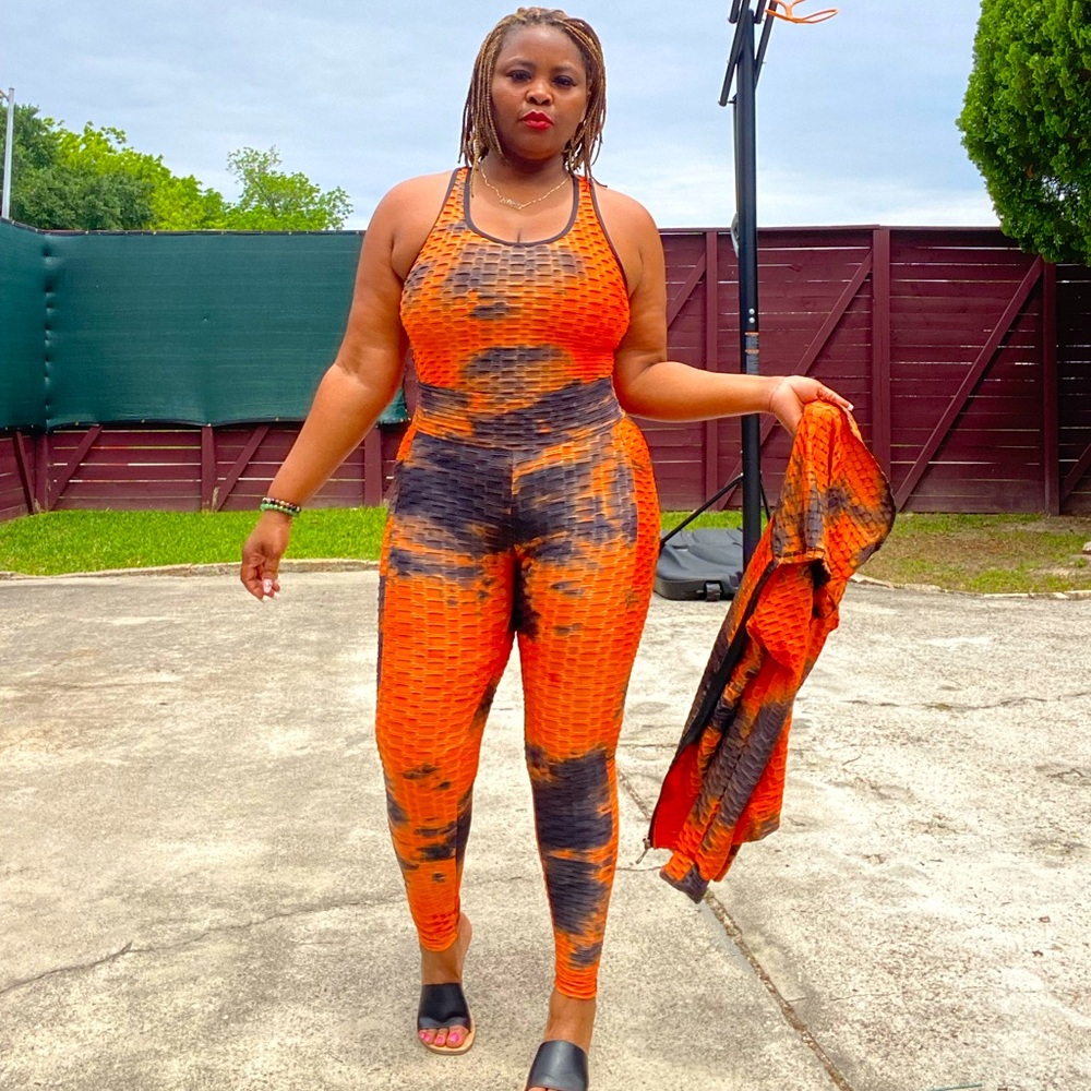 Orange and Black Tie dye 3 Piece Set